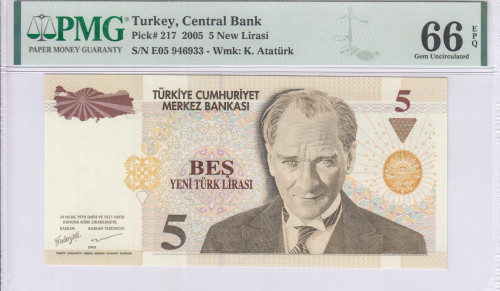 5 New Lira 2005 E05 P217 PMG66 EPQ