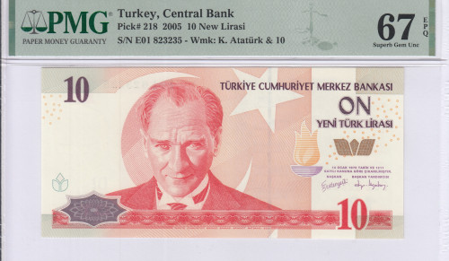 10 New Lira 2005 E01 P218 PMG67 EPQ