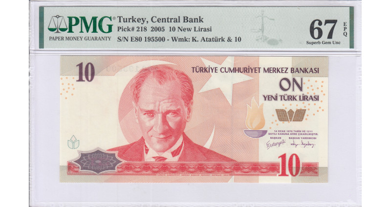 10 New Lira 2005 E80 P218 PMG67 EPQ