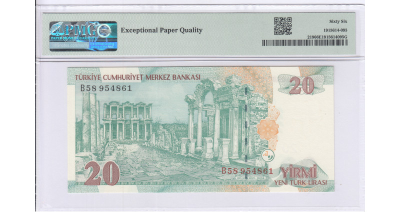 20 New Lira 2005 B58 P219 PMG66 EPQ