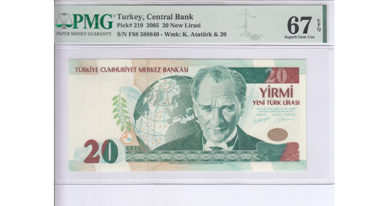 20 New Lira 2005 F88 P219 PMG67 EPQ